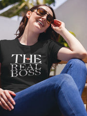 Women's Black T Shirt - The Real Boss