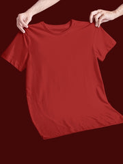 Women's Red Regular Fit Plain T-Shirt