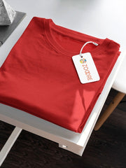 Men's Red Regular Fit Plain T-Shirt