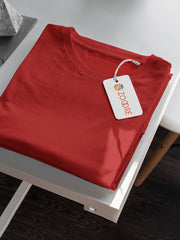 Women's Red Regular Fit Plain T-Shirt