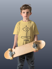 KIDS Crew Neck T-Shirt - Line Art Yoga