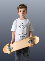 KIDS Crew Neck T-Shirt - Line Art Yoga