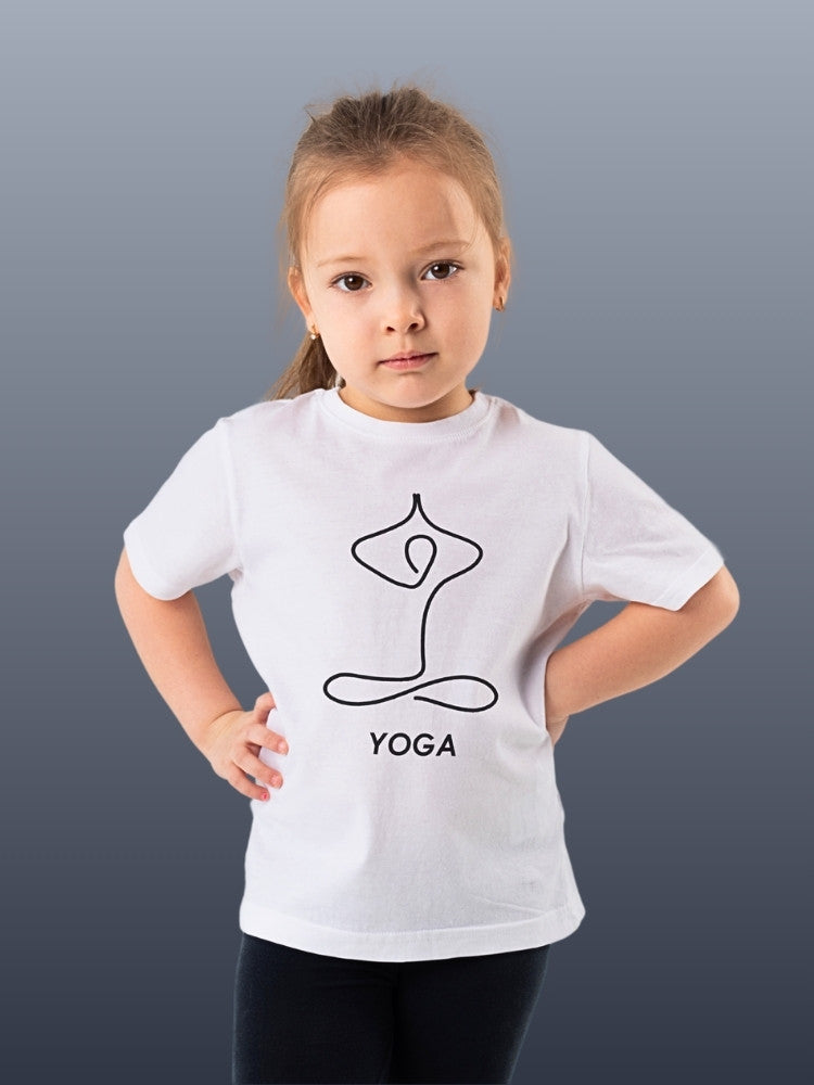 KIDS Crew Neck T-Shirt - Line Art Yoga